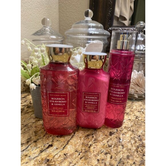 Bath & Body Works Other - Bath & Body Works “Bourbon Strawberry & Vanilla” New 3-Pc Set
